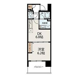 リージア勾当台公園 2階1DKの間取り