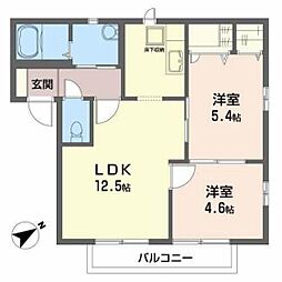 ヌーヴェルコート 2階2LDKの間取り