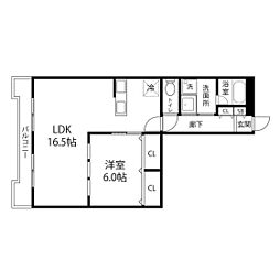 ドリームハイツ北仙台 8階1LDKの間取り