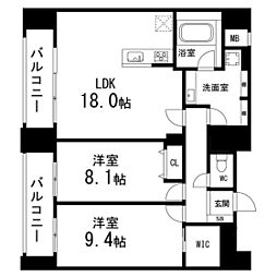 ルアーナ・エール・レジデンス仙台 8階2LDKの間取り