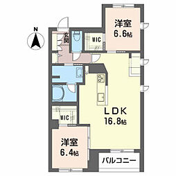 オリゾンIIID 2階2LDKの間取り