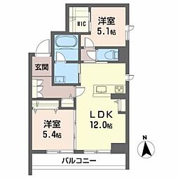紫翠oonoda 2階2LDKの間取り