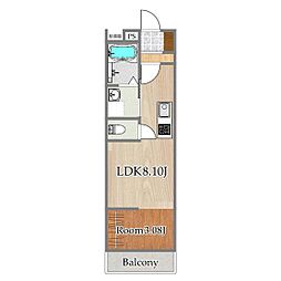Asuit富沢西 2階1LDKの間取り