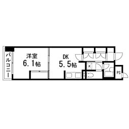 プリミエール高松 1階1DKの間取り