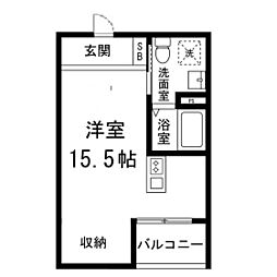 MI宮町 1階ワンルームの間取り