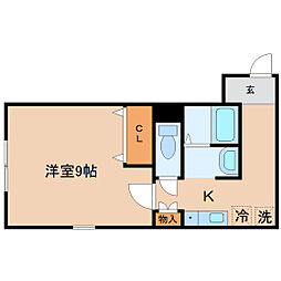 Ｆａｍｉｌｉａｒ　子平町 1階1Kの間取り