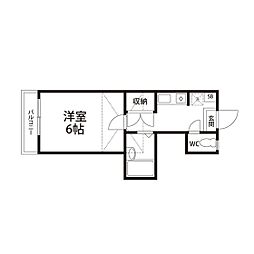 パレス中山 1Kの間取図画像