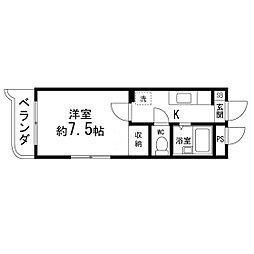 コーポしんし 1Kの間取図画像