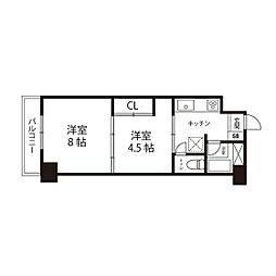 エルミタージュ仙台 2Kの間取図画像