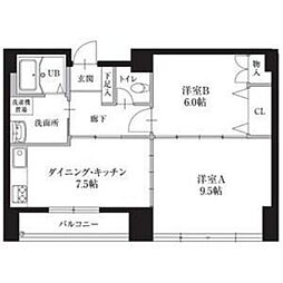 HF仙台レジデンスEAST 2DKの間取図画像
