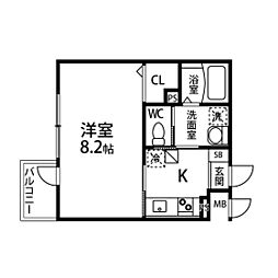 マルス川内 1Kの間取図画像