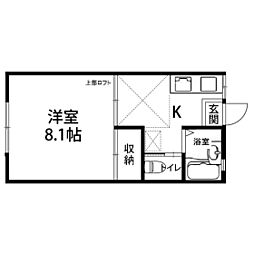 ディアキャビン 1Kの間取図画像