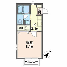 イースト・1 1Kの間取図画像