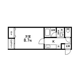 アスコット小田原 1Kの間取図画像