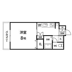 喜多禄コート 1Kの間取図画像