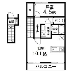LiveA棟 1LDKの間取図画像
