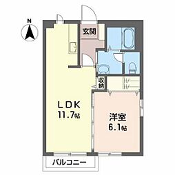 プリーマドルフB 1LDKの間取図画像
