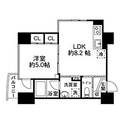フェリシダ五橋 1LDKの間取図画像