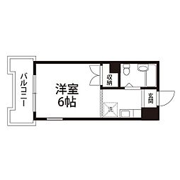 Mヒルズ本町 1Kの間取図画像