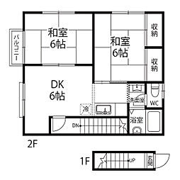 ファミーユ英 2DKの間取図画像