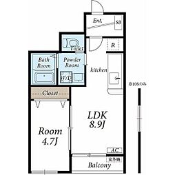 クレスト7 1LDKの間取図画像