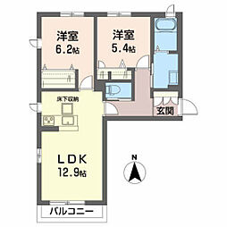 シャーメゾン薬師堂2 2LDKの間取図画像