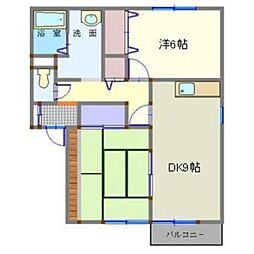 パーシブ遠見塚C 2LDKの間取図画像