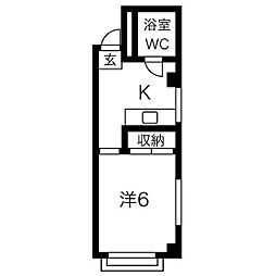 フレンドビル 1Kの間取図画像