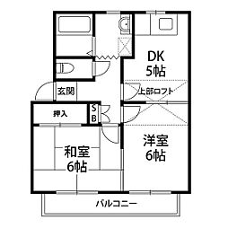 ステーブル長町南2 2DKの間取図画像