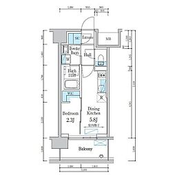 デュオフラッツ仙台木町通エアリ 1DKの間取図画像