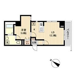 ベルレジデンス高砂 1LDKの間取図画像