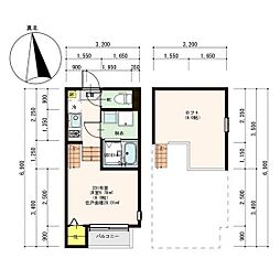 アンバーコート原町 1Kの間取図画像