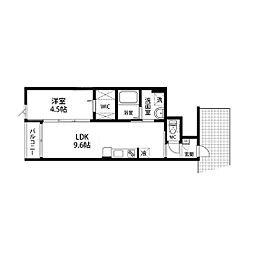 ドゥ・アネッサIX 1LDKの間取図画像