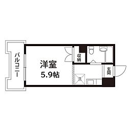 Mヒルズ本町 1Kの間取図画像