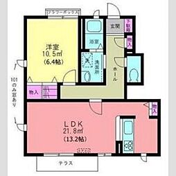 サン・フォーレ上飯田5 1LDKの間取図画像