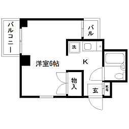 オノレジデンス ワンルームの間取図画像
