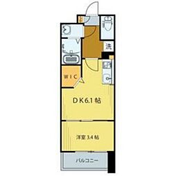 シェルグランデ原町本通 1DKの間取図画像