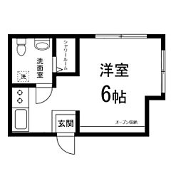 黄鶴コーポ ワンルームの間取図画像