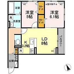 D-room銀杏町 2LDKの間取図画像