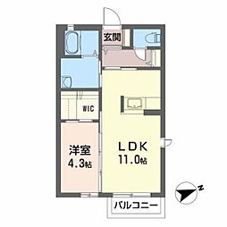 クラヴィエ宮脇通り 1LDKの間取図画像