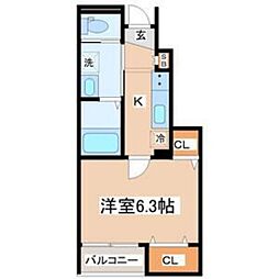 DAICORO-1 1Kの間取図画像