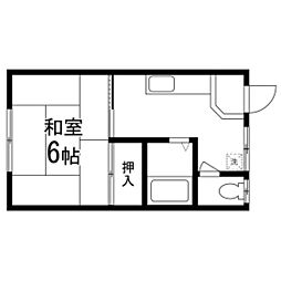 コーポ村上 1Kの間取図画像