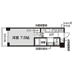 バウスクロス仙台上杉 1Kの間取図画像