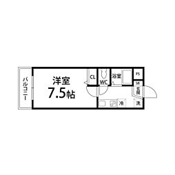 サンシャレィ中島丁 1Kの間取図画像