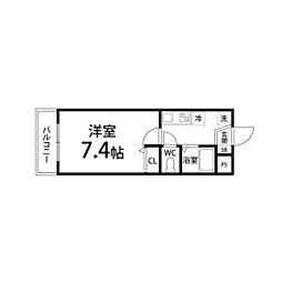 サンシャレィ中島丁 1Kの間取図画像