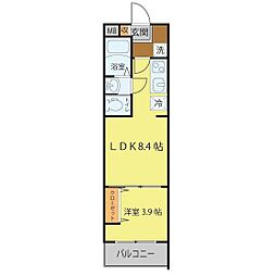 ココリ柏木 1LDKの間取図画像