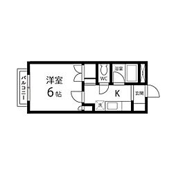 ラフォーレ八木山 1Kの間取図画像