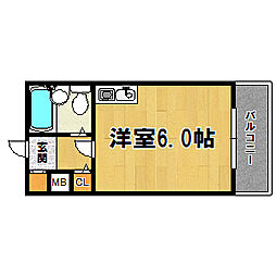 シャルムメゾン野里 ワンルームの間取図画像