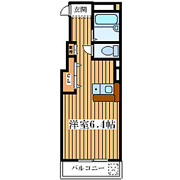 カーサカワタ ワンルームの間取図画像