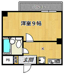 メイウール姫里 1Kの間取図画像